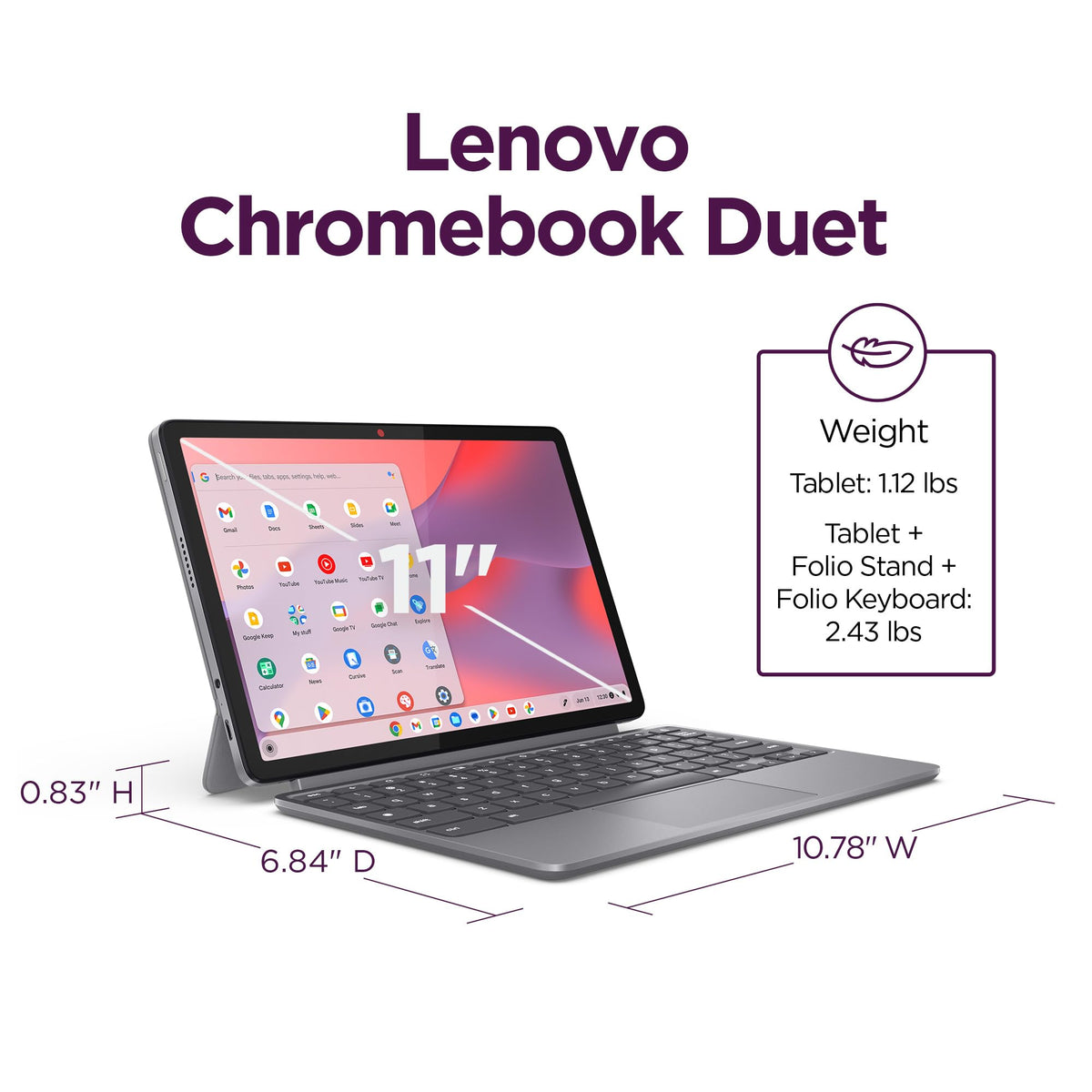 Convertible Laptop ChromeOS 10.95" WUXGA IPS Touch Display 4GB Memory 64GB Storage Luna Grey R27815