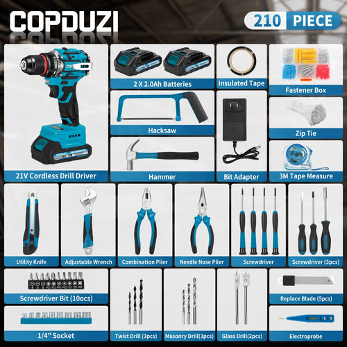 21V Cordless Brushless Drill Driver Combo Kit with 2x2.0Ah Battery L257486
