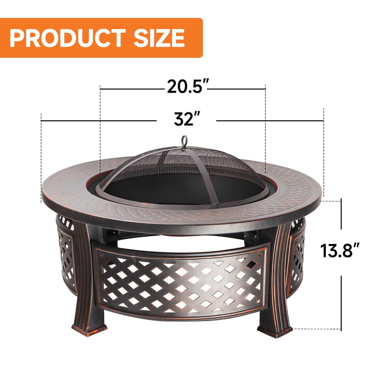 32-Inch Round Metal Fire Pit Table Set V2125