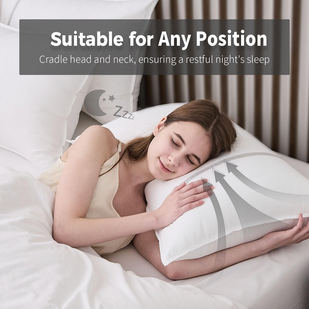 Queen Size Set of 2 Medium Firm Down Alternative Bed Pillows Q112