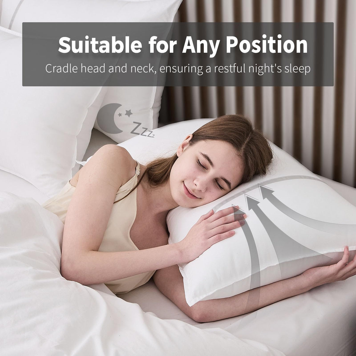 Queen Size Set of 2 Medium Firm Down Alternative Bed Pillows Q112