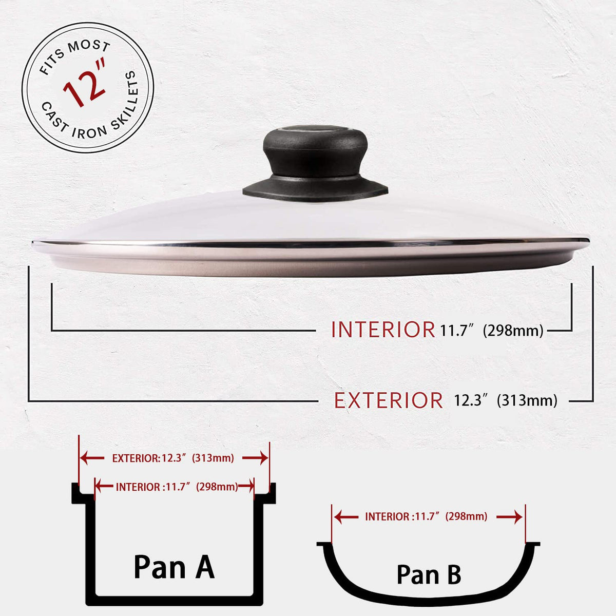 12 Inch Tempered Glass Pan Lid W23224