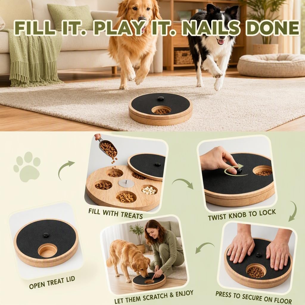 Rubberwood Adjustable Dog Nail Scratch Board with Treat Box F283280