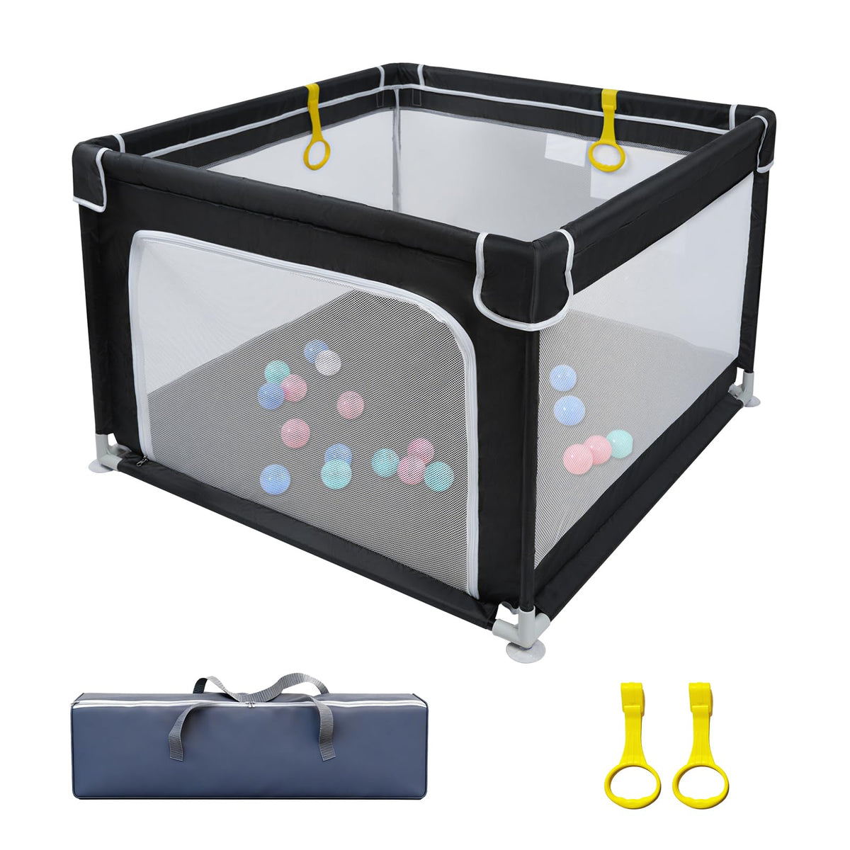 Baby Playpen with Mesh and Anti-Slip Base F3589