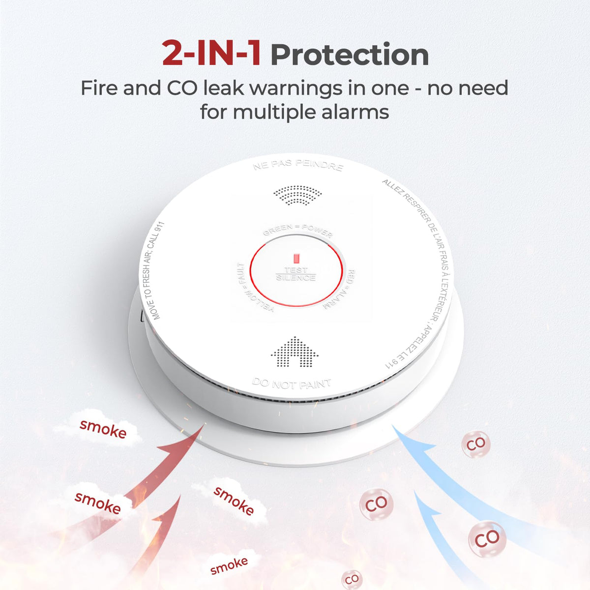 Smoke and Carbon Monoxide Detector Combo 1 Pack I158