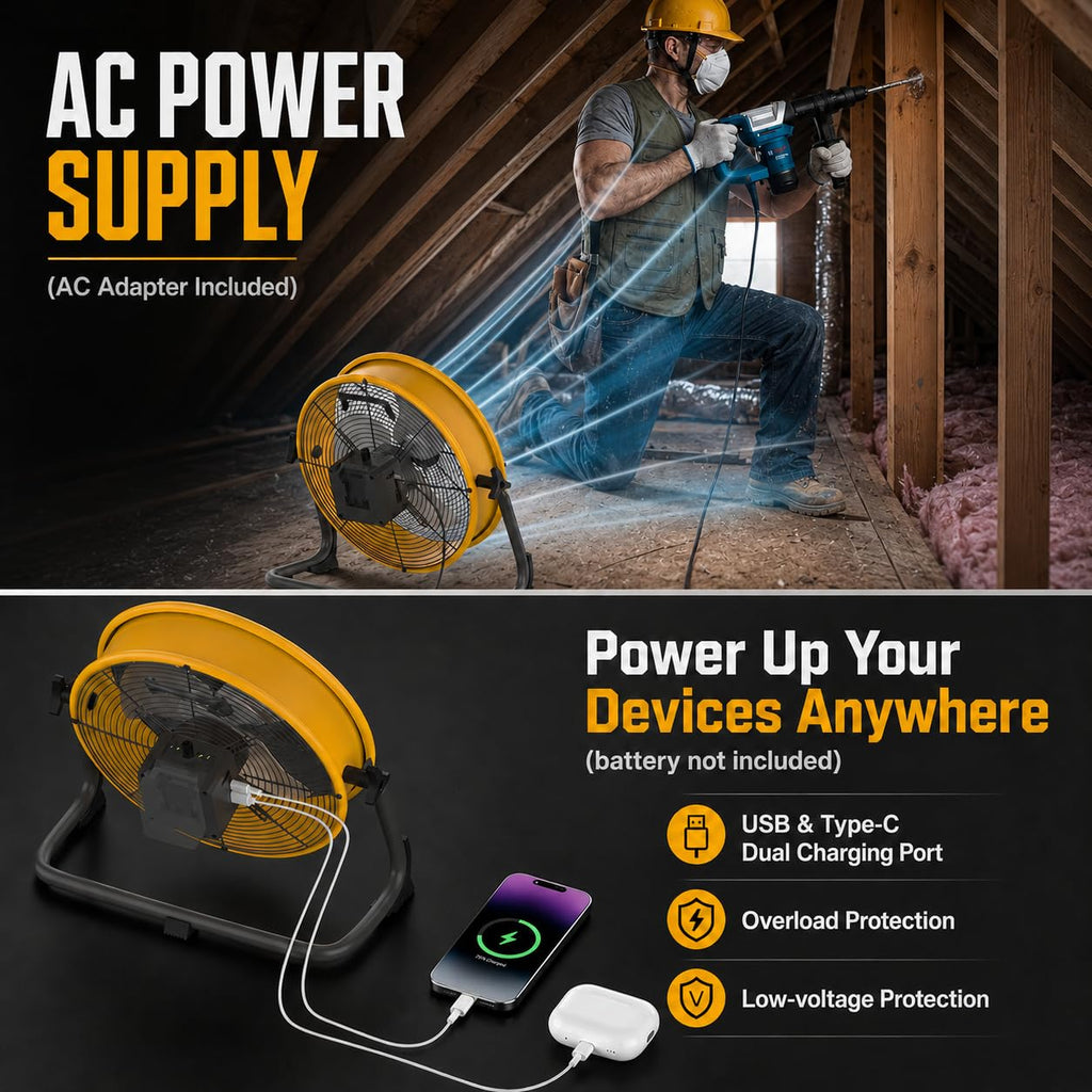 12" Battery Powered Cordless Floor Fan S84325