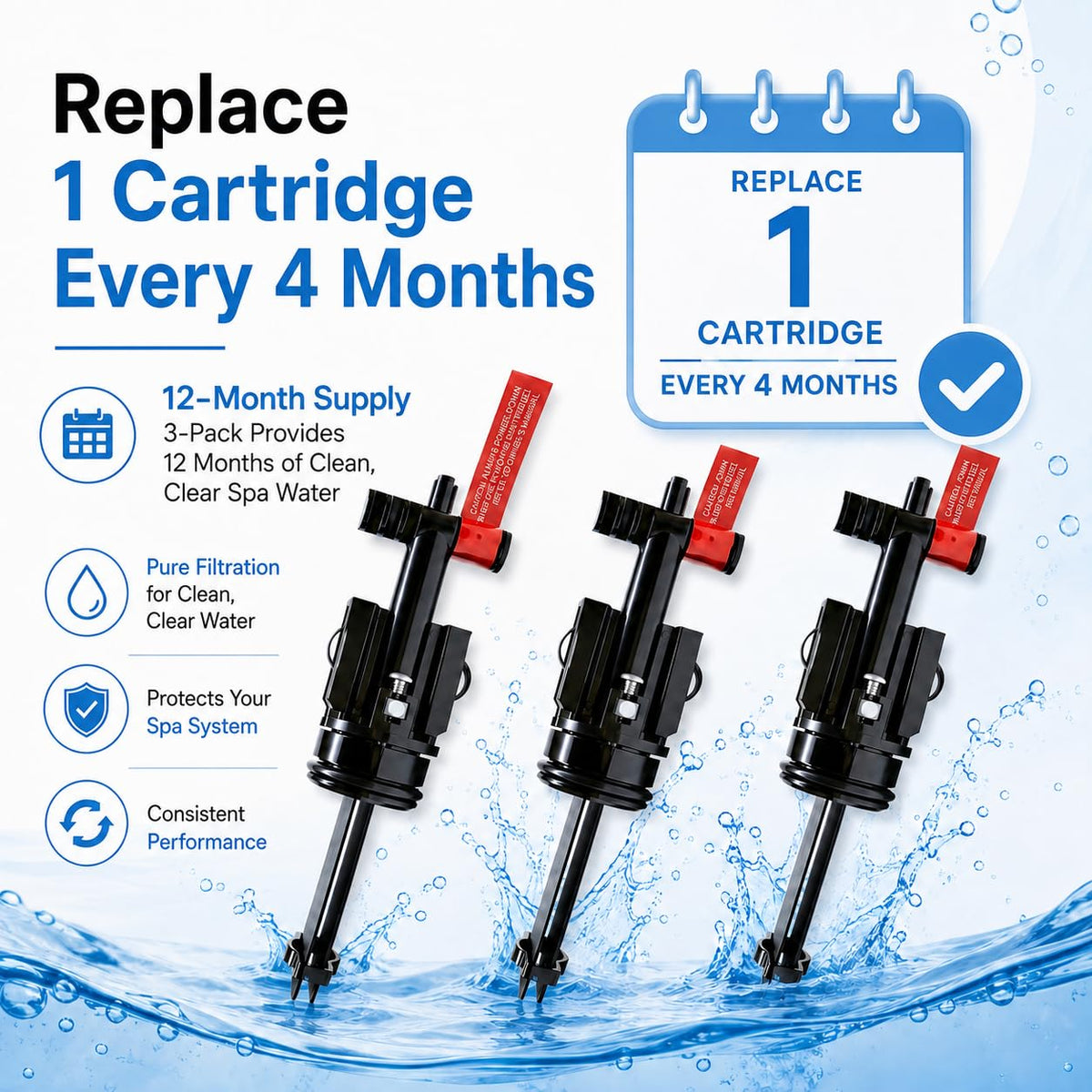 Salt Cartridge Replacement for Spas & Hot Tubs, 3 Pack M17349