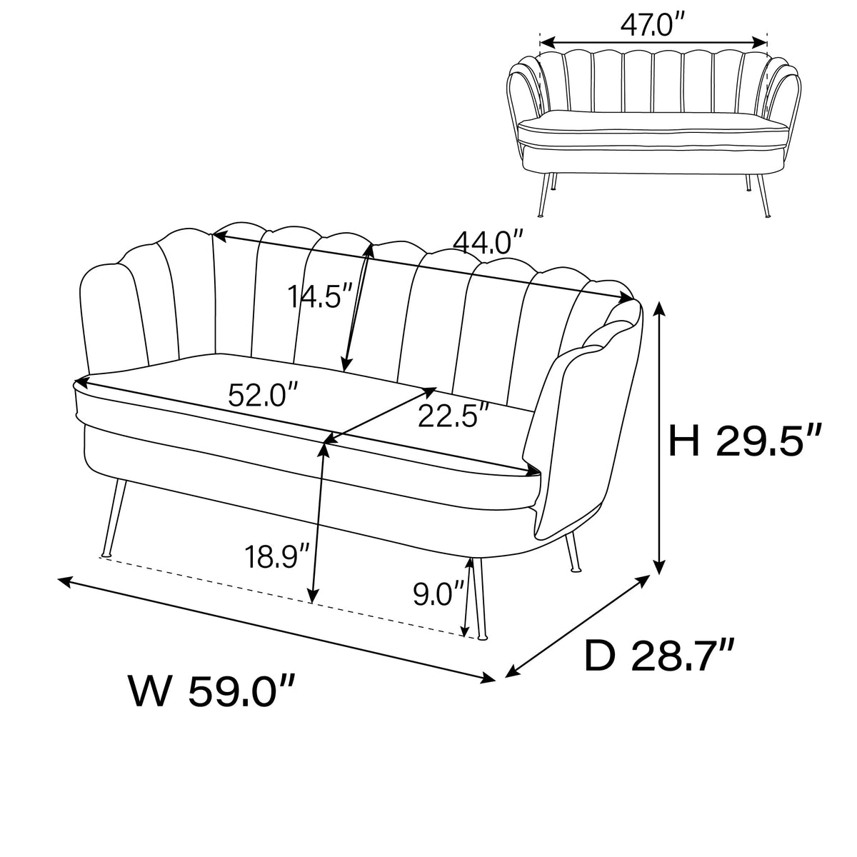 Light Gray Small Loveseat Sofa K83438