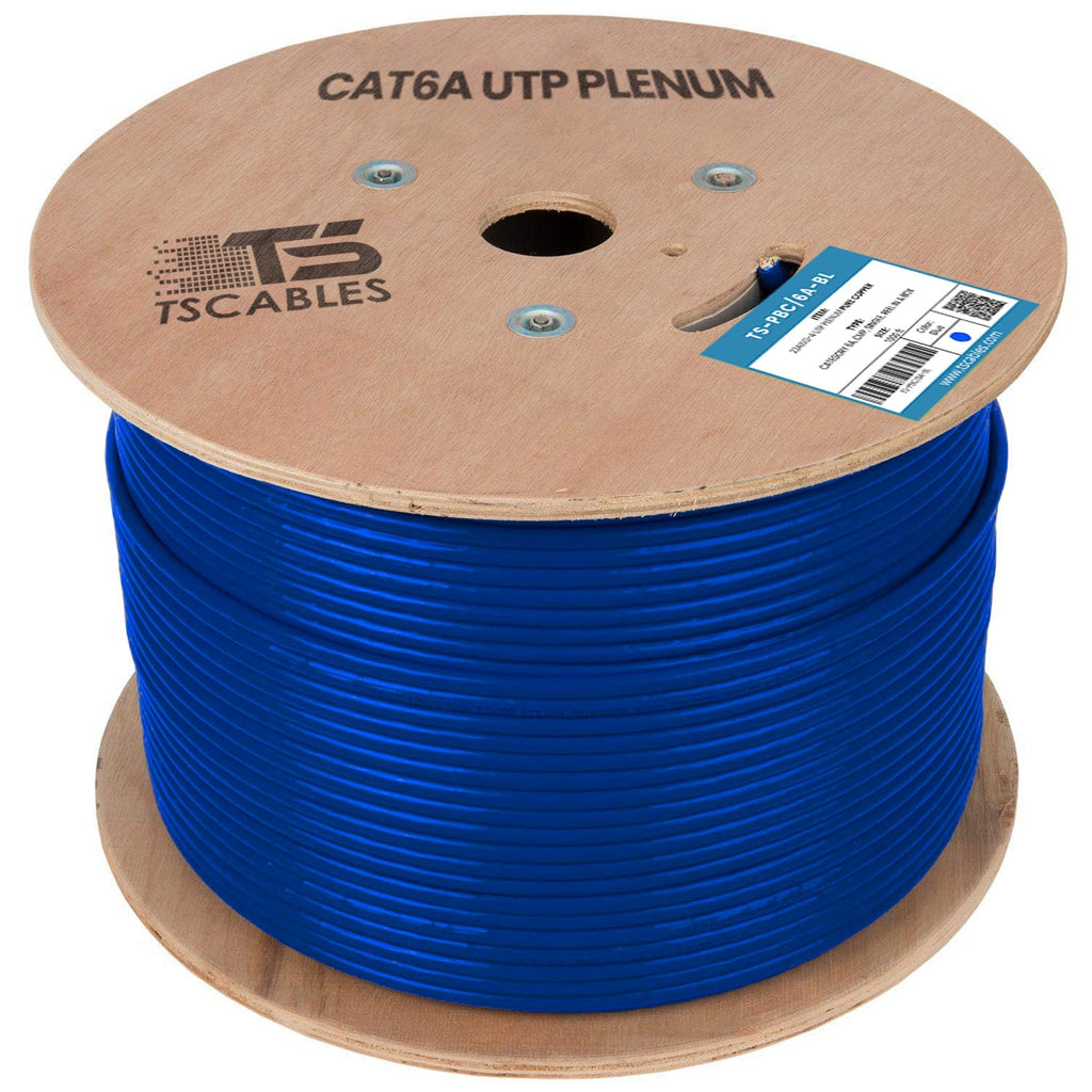 Cat6A Plenum 1000ft 23AWG UTP Solid Bare Copper Blue F400