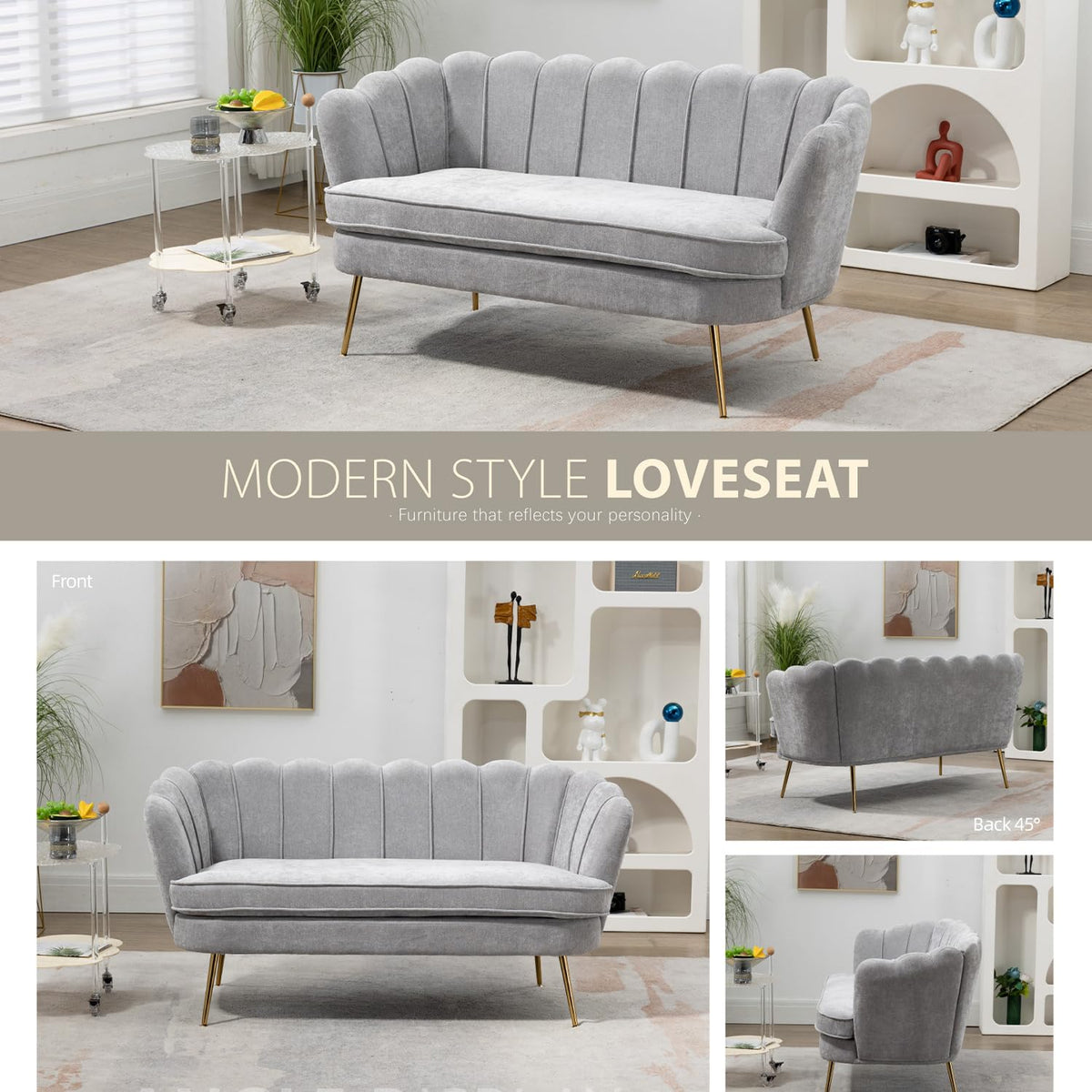 Light Gray Small Loveseat Sofa K83438