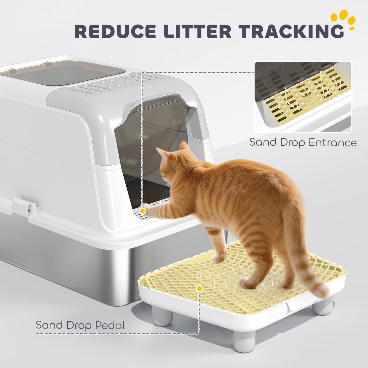 Extra Large Enclosed Stainless Steel Cat Litter Box Z55022