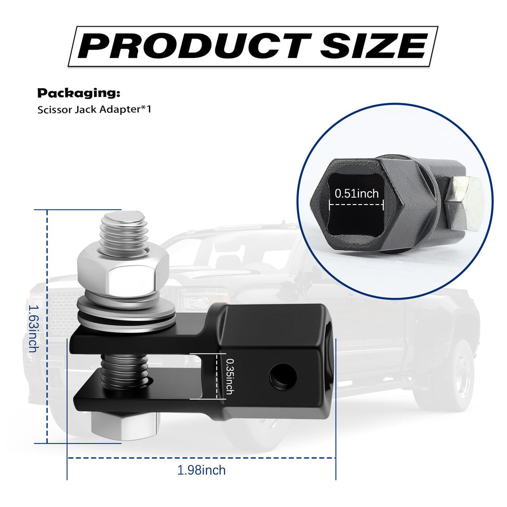 Scissor Jack Adapter for 1/2" Impact Drills or 13/16" Lug Wrench E806676