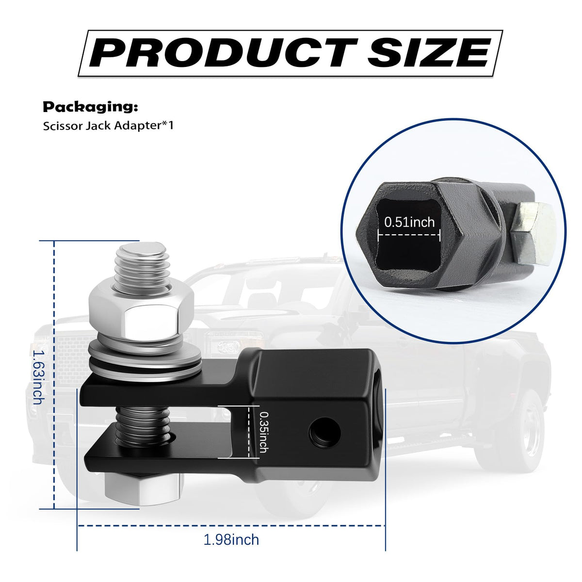 Scissor Jack Adapter for 1/2" Impact Drills or 13/16" Lug Wrench E806676