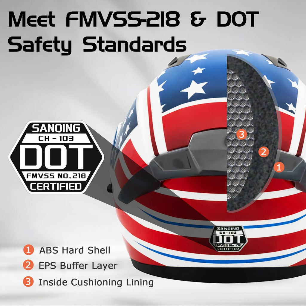 DOT Approved Dual Visor Full Face Motorcycle Helmet X1355