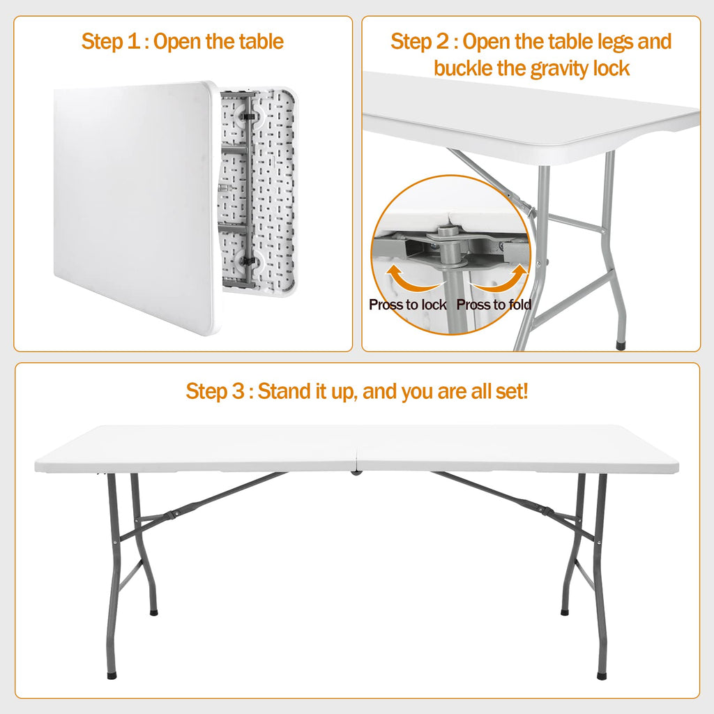 6FT White Foldable Plastic Utility Table G209458