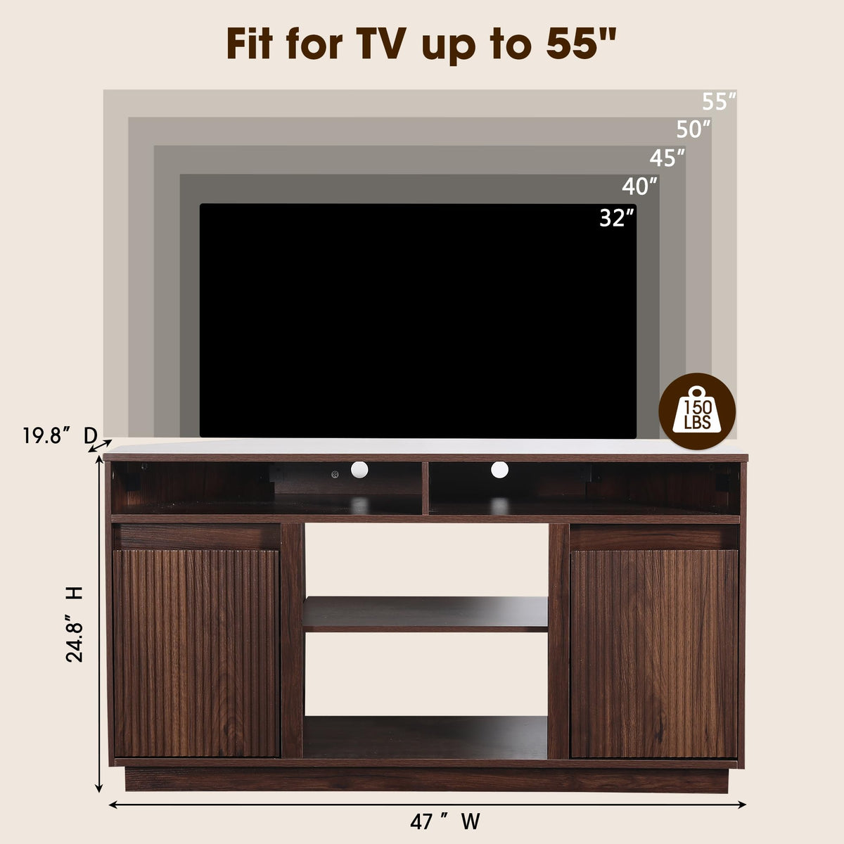 47" Corner TV Stand up to 55 Inch K355