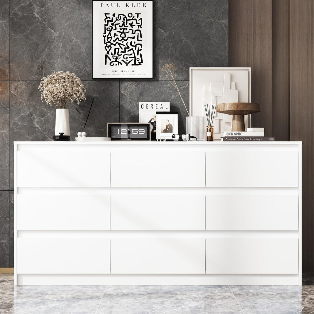 White 9 Drawer Wood Dresser R729