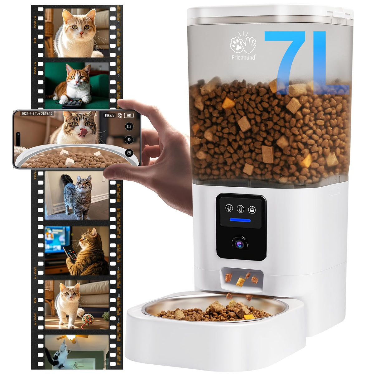 Automatic Cat Feeder with 2K Camera 5G WiFi 7L N691