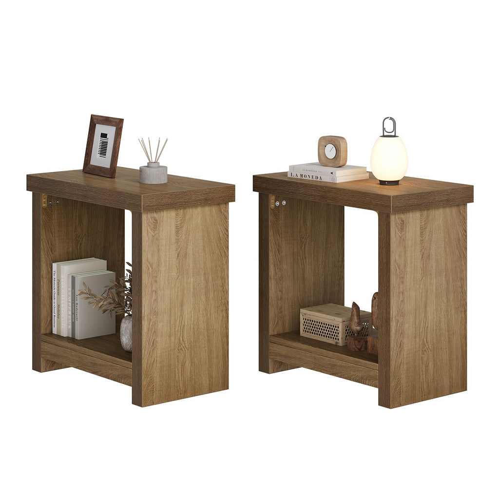 Brown Set of 2 End Tables with Storage Shelves C399756