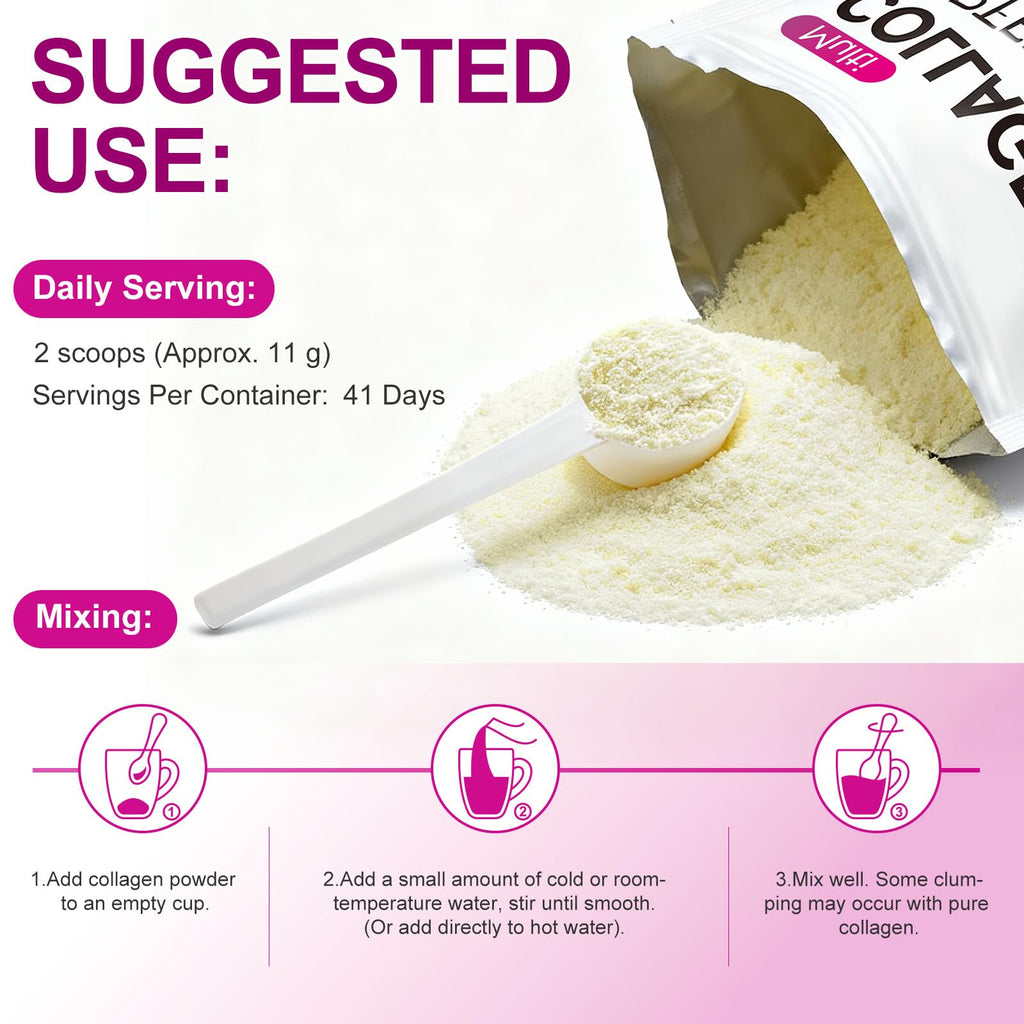 Multi Collagen Peptides Powder Type I II III V X 16oz C113330
