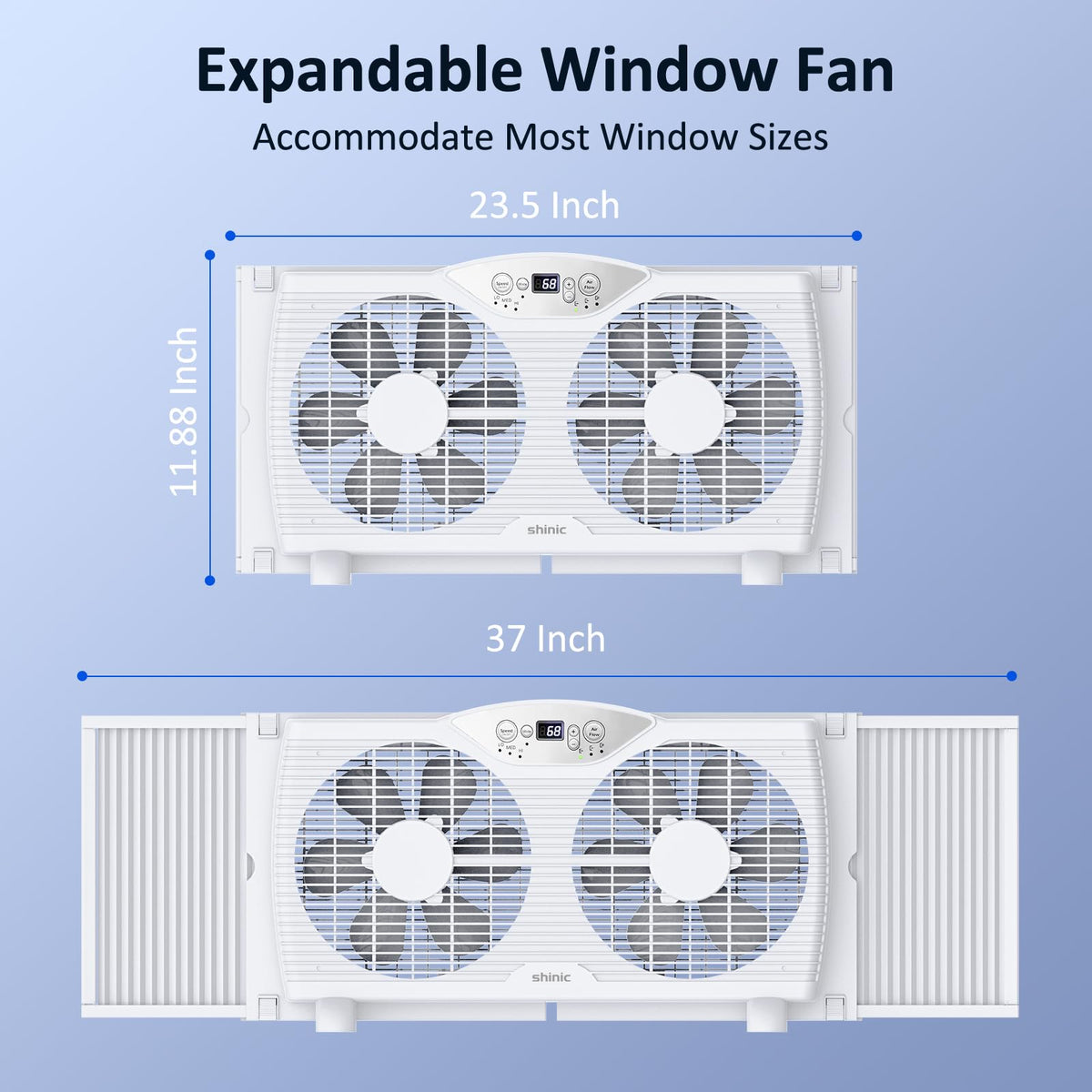 Twin Window Fan with 9-Inch Blades, 3 Speeds, Thermostat Control A769610