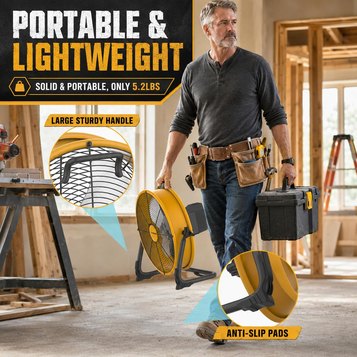 12" Battery Powered Cordless Floor Fan S84325