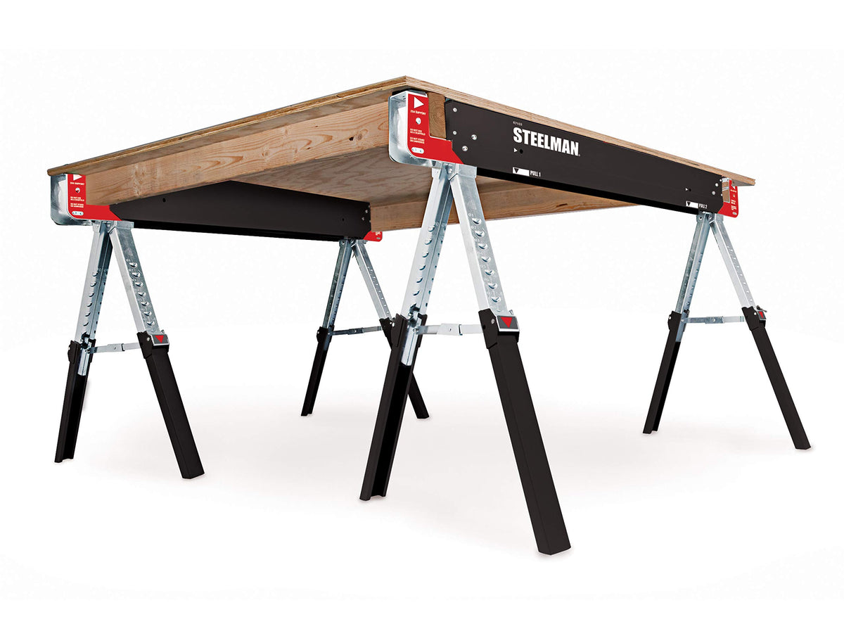 Adjustable Height Folding Steel Sawhorses Set of Two W856064