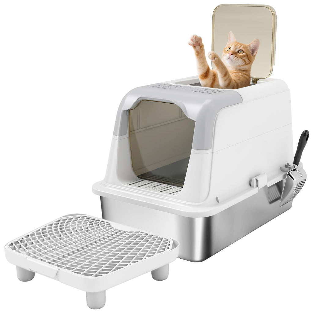 Extra Large Enclosed Stainless Steel Cat Litter Box Z55022