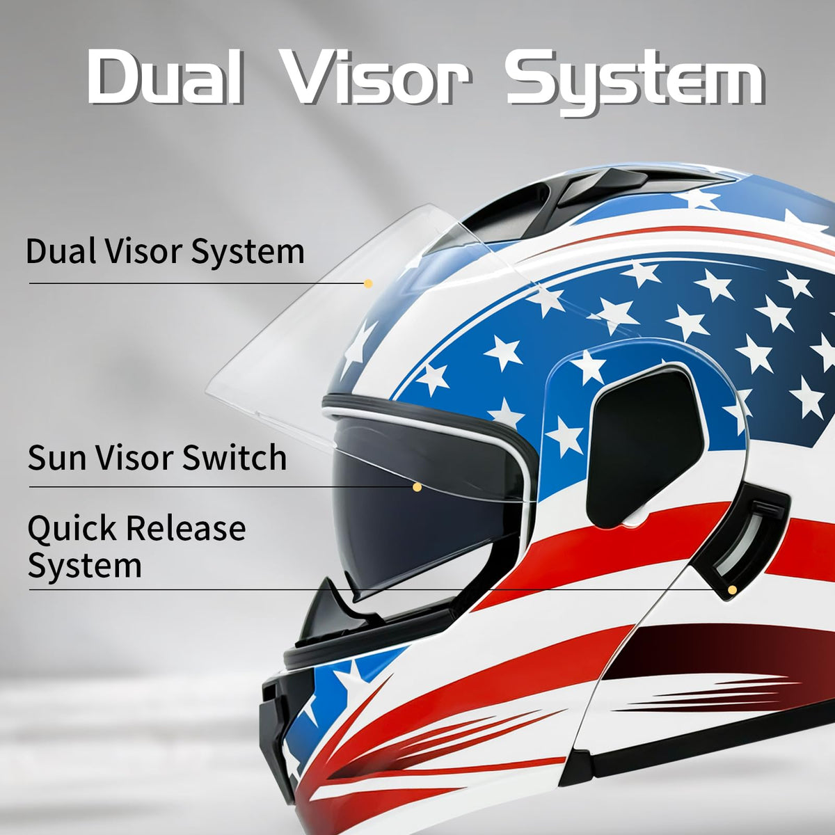 DOT Approved Dual Visor Full Face Motorcycle Helmet X1355