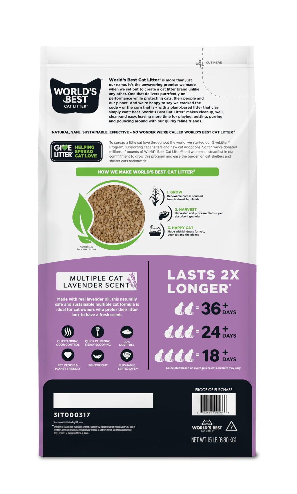 Lavender Cat Litter 15 lb Bag M282141