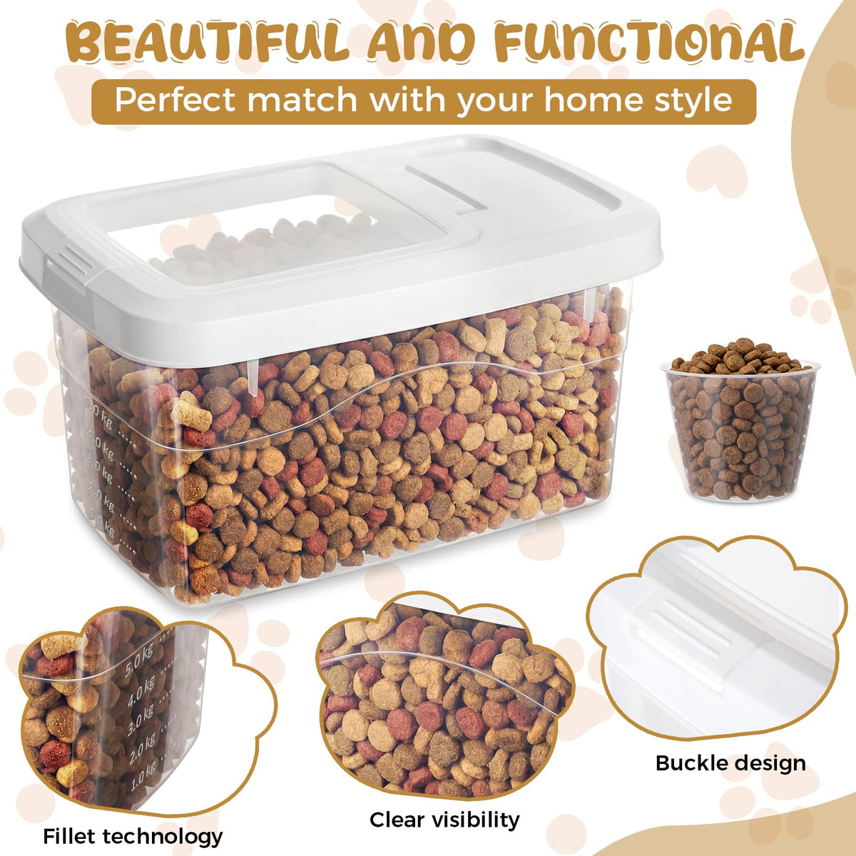 2 Pack 11 Lbs Airtight Dog Food Storage Container with Scoops I2703