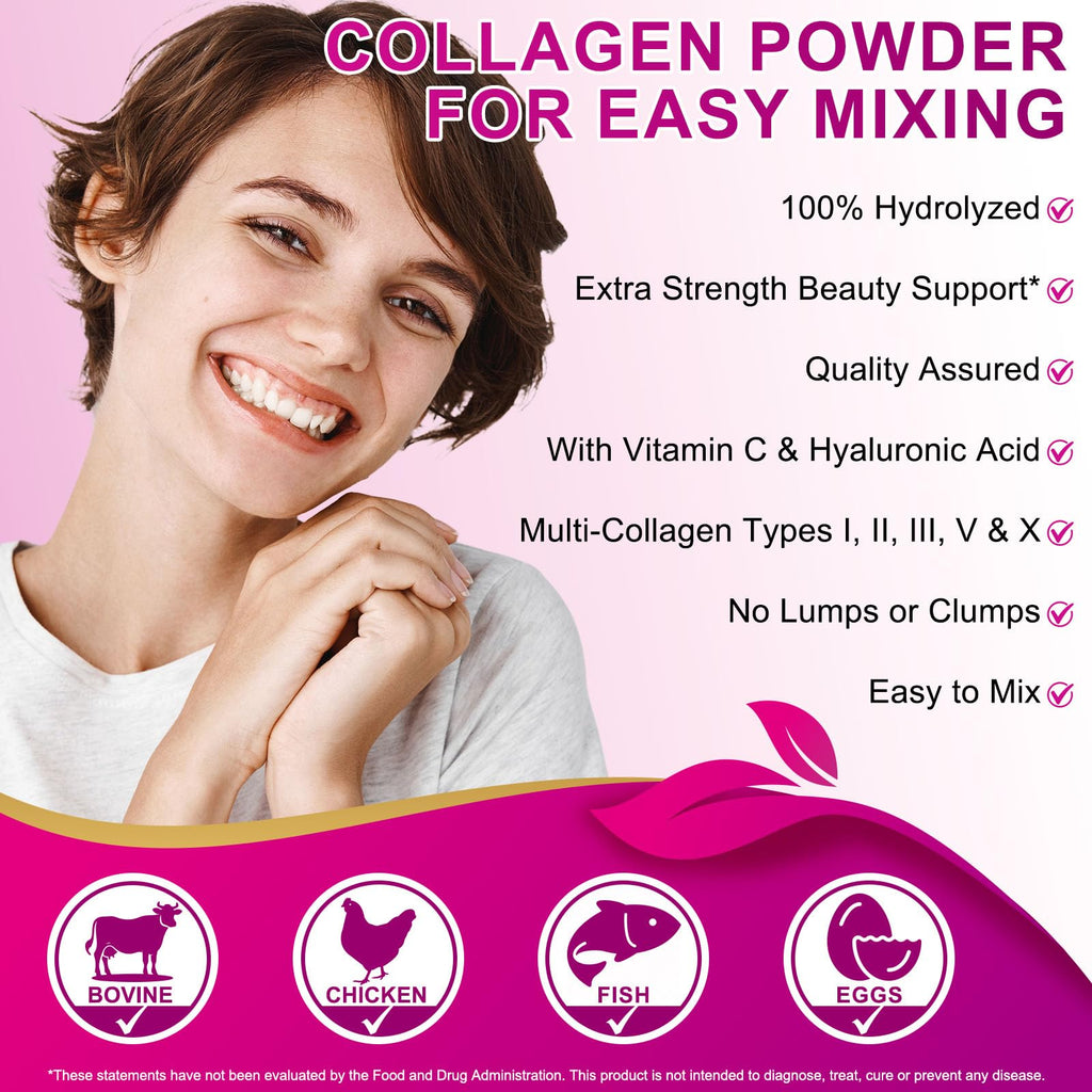 Multi Collagen Peptides Powder Type I II III V X 16oz C113330