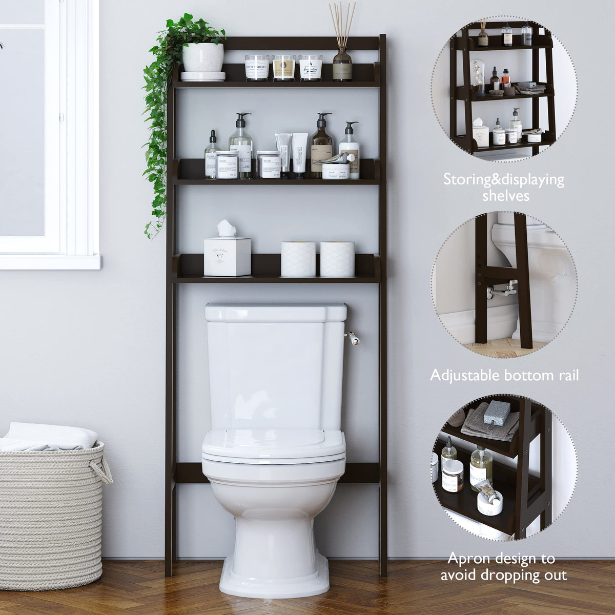 3-Tier Espresso Wood Bathroom Organizer P481