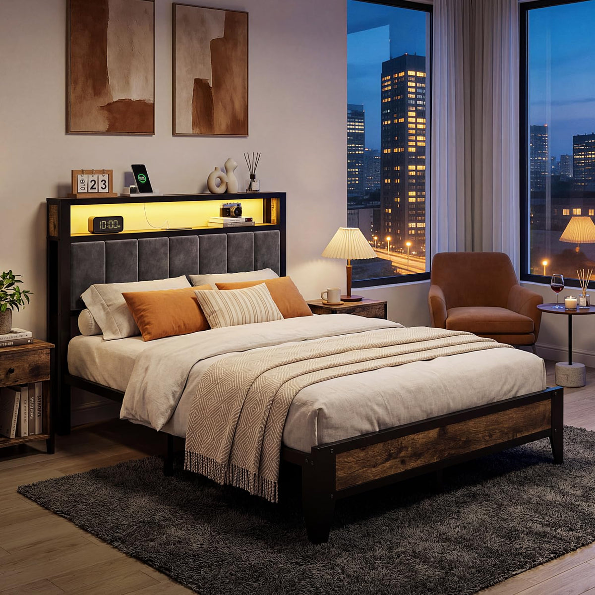Full Size Bed Frame with Headboard S622827
