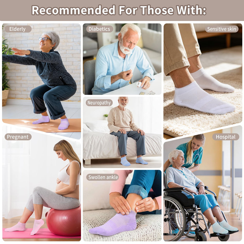 5 Pairs Non-Binding Low Cut Diabetic Socks Size 9-11 M90842