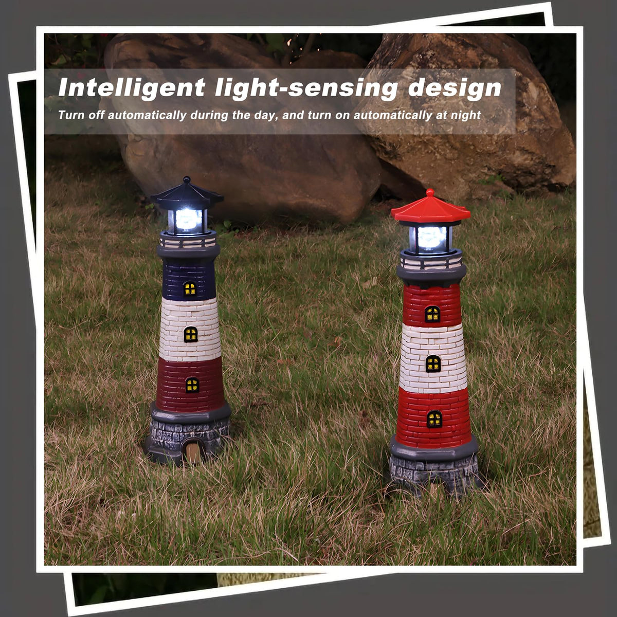 Solar Outdoor Lighthouse Garden Statue W7467