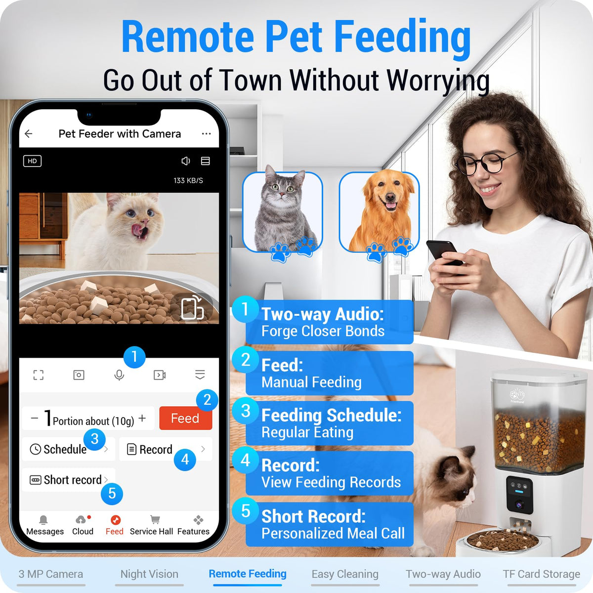 Automatic Cat Feeder with 2K Camera 5G WiFi 7L N691