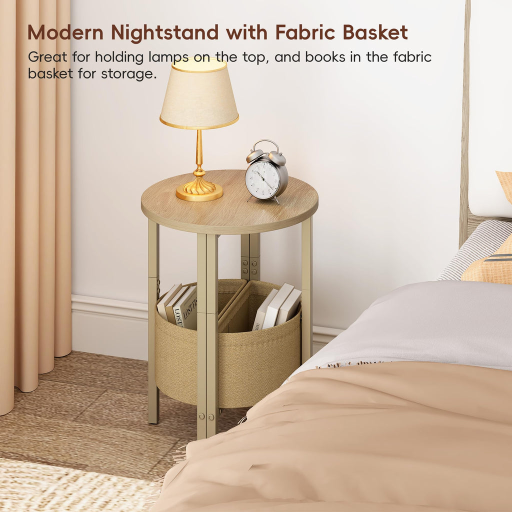 Small Round Side Table with Storage Basket, Set of 2 R64765
