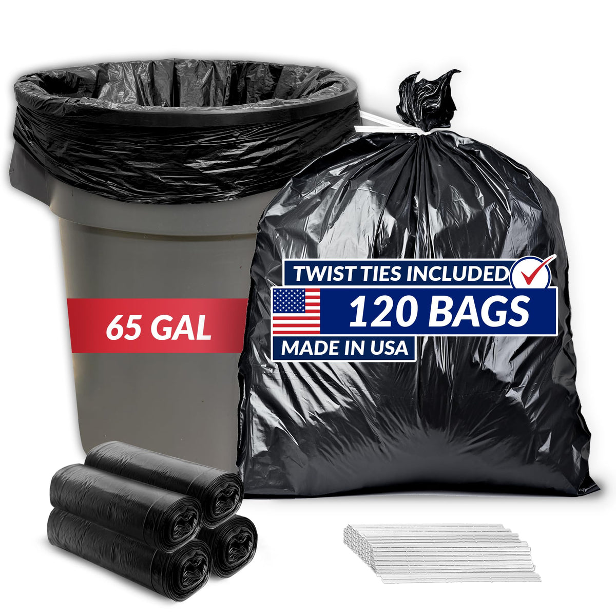 65 Gallon Heavy Duty Trash Bags G41071