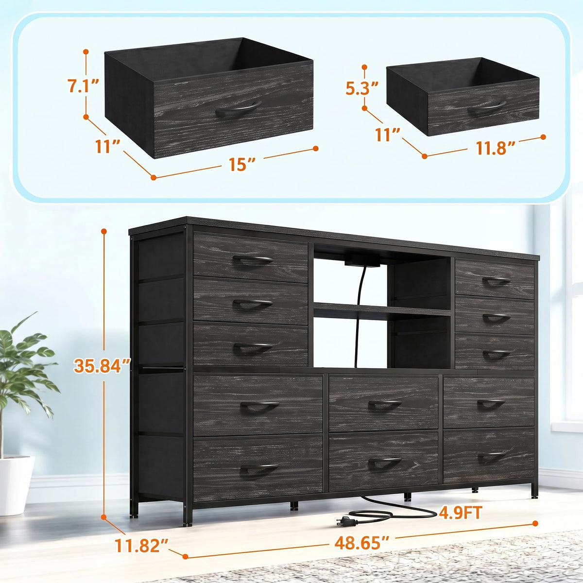 Black Wood Grain Dresser C2814