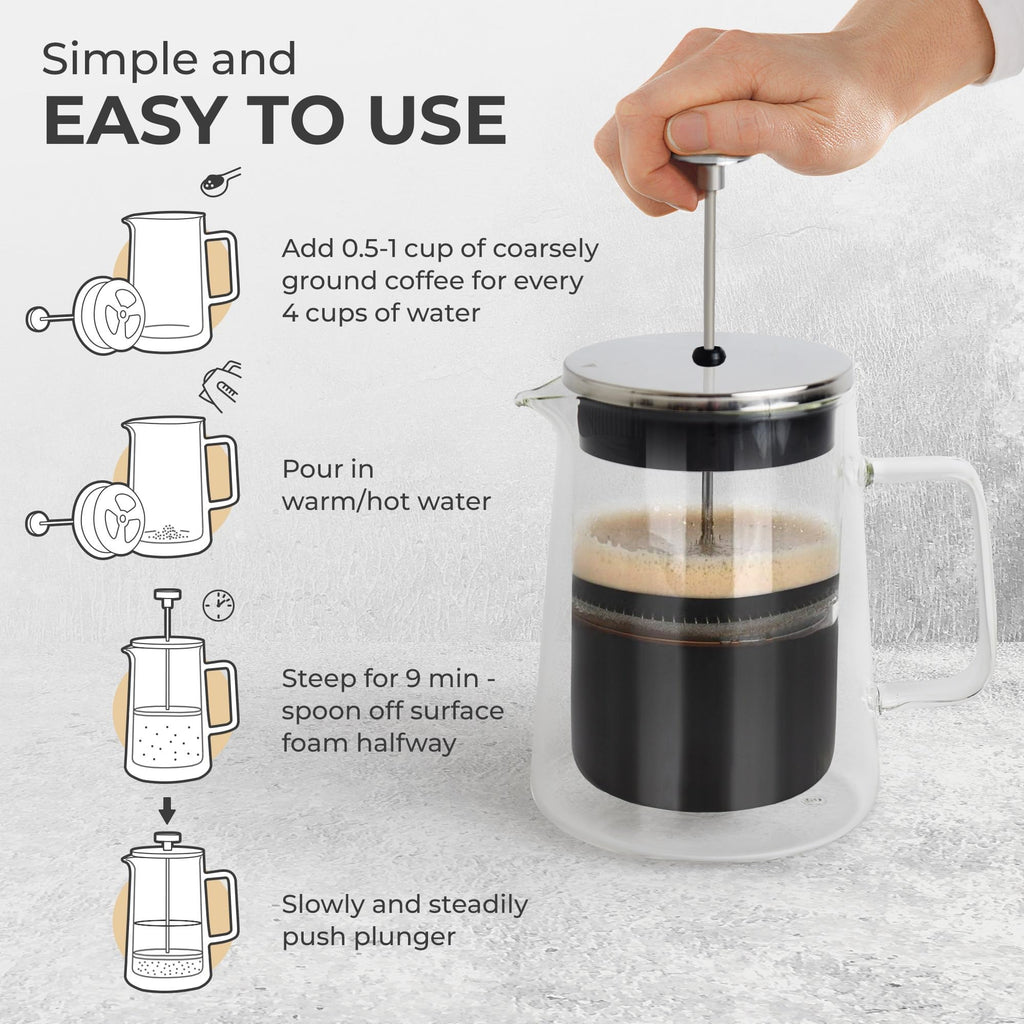 Glass French Press Coffee Maker 27oz V92464