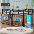 Twin Low Loft Bed with 5 Storage Drawers and 6 Bookcase F365