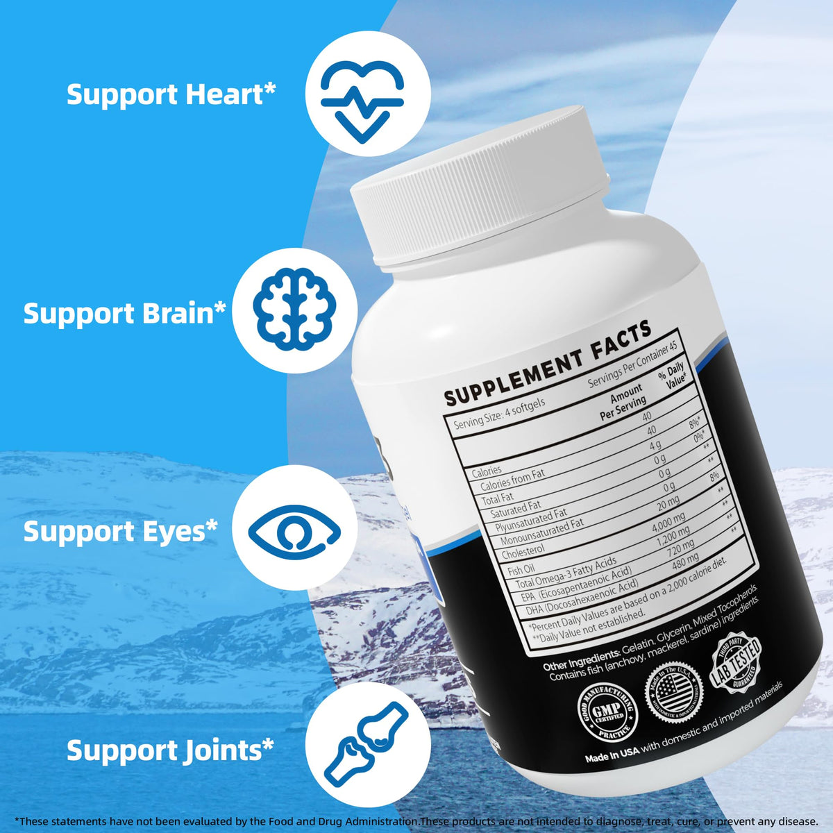 Omega 3 Fish Oil 4000mg 180 Softgels EPA & DHA H198480