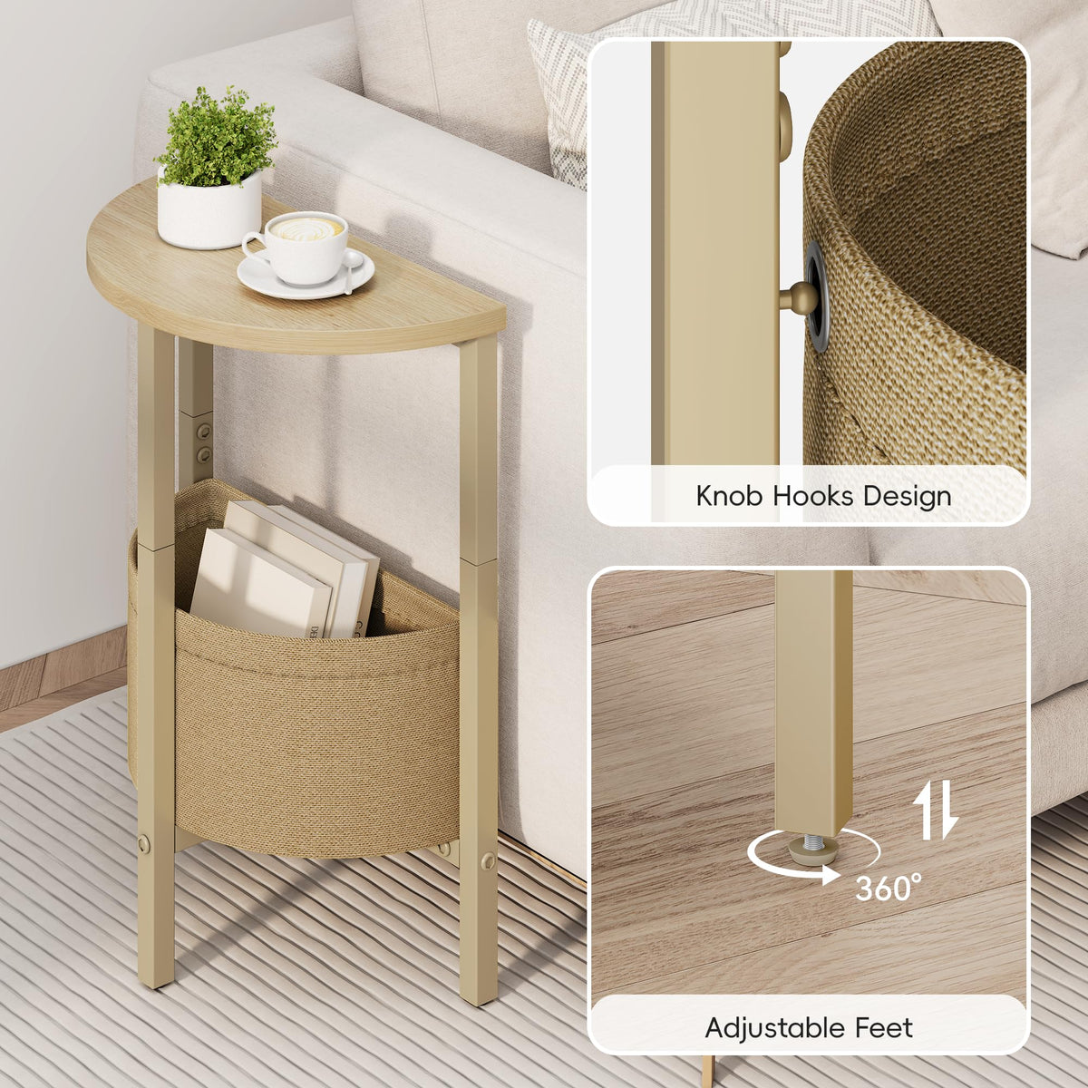 Small Round Side Table with Storage Basket, Set of 2 R64765