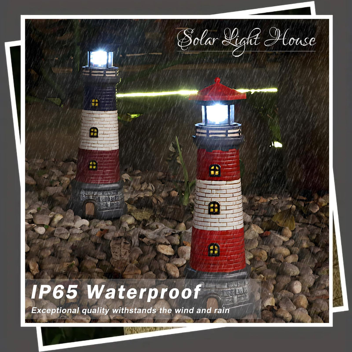 Solar Outdoor Lighthouse Garden Statue W7467