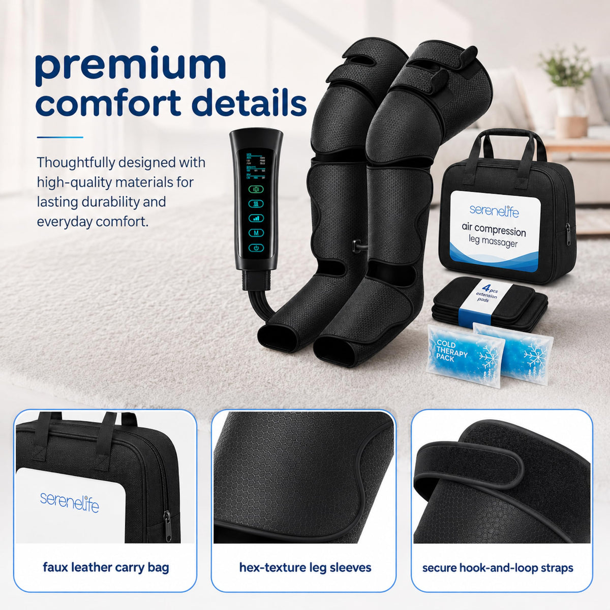 Air Compression Leg Massager with Heat and Compression I122795