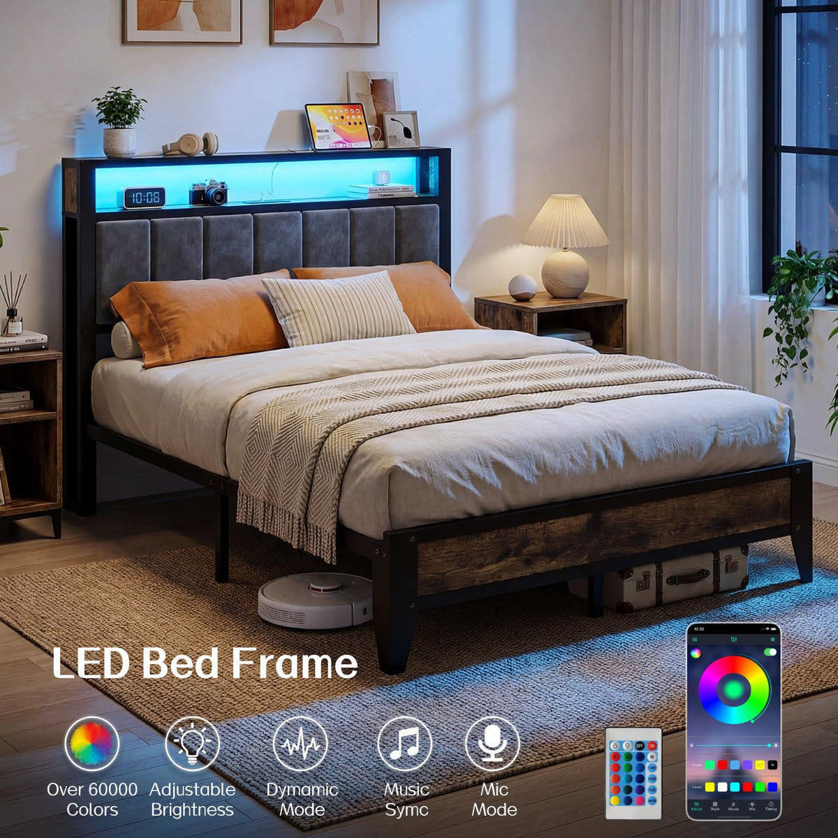 Full Size Bed Frame with Headboard S622827