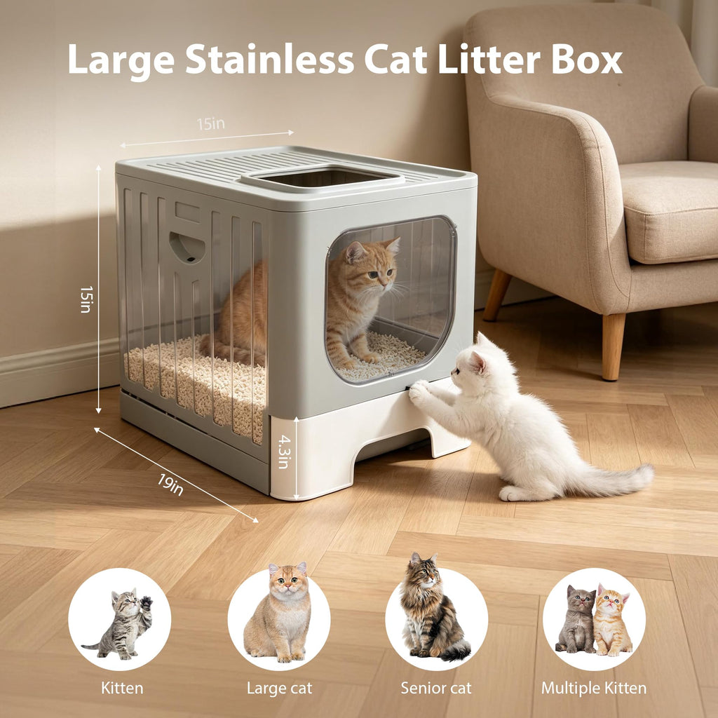 Stainless Steel Cat Litter Box with Lid L20362