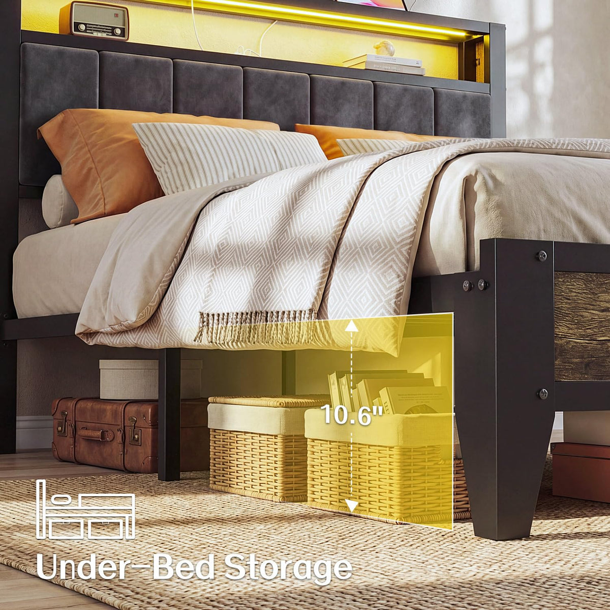 Full Size Bed Frame with Headboard S622827