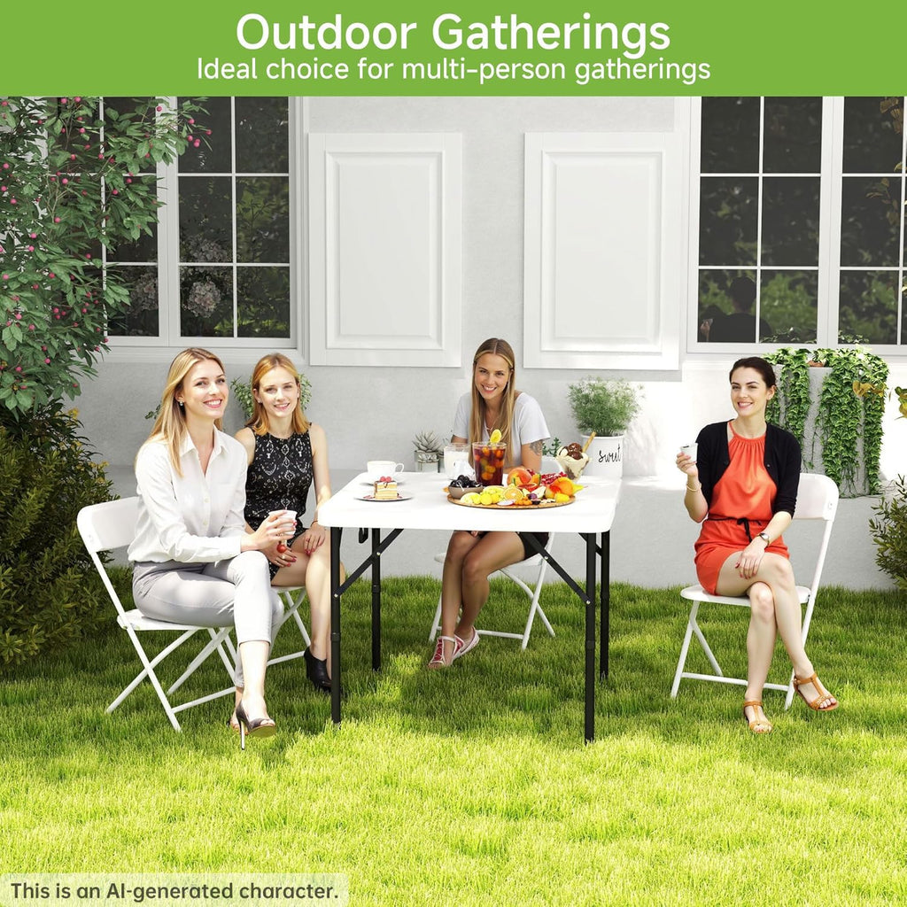 34" Square Folding Table with Handle and Removable Legs, White L5903